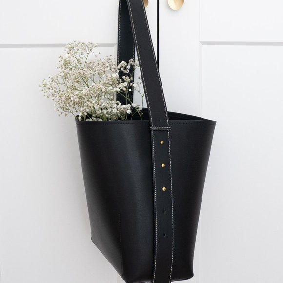 Jolina Leather Bucket Tote - Black - Picture 5 of 13